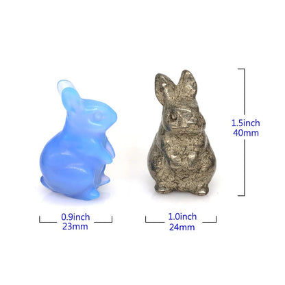 Cute Rabbit Statue Hand Carved Animal Figurine