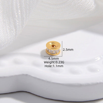 1PCS Brass Zircon Wheel Spacer Beads