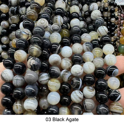 Round Smooth Beads: Diverse 4mm, 6mm, 8mm, 10mm, 12mm Natural Gems for Unique Jewelry Creations