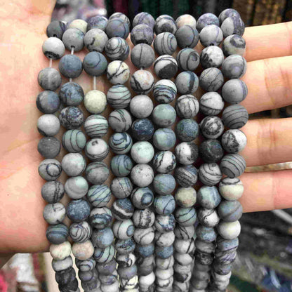 Round Matte Beads Crystal/Quartz/Jasper/Agate 4mm 6mm 8mm 10mm