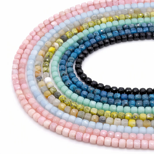 Square Faceted Beads 4-5MM Gemstone/Quartz/Jasper/Agate
