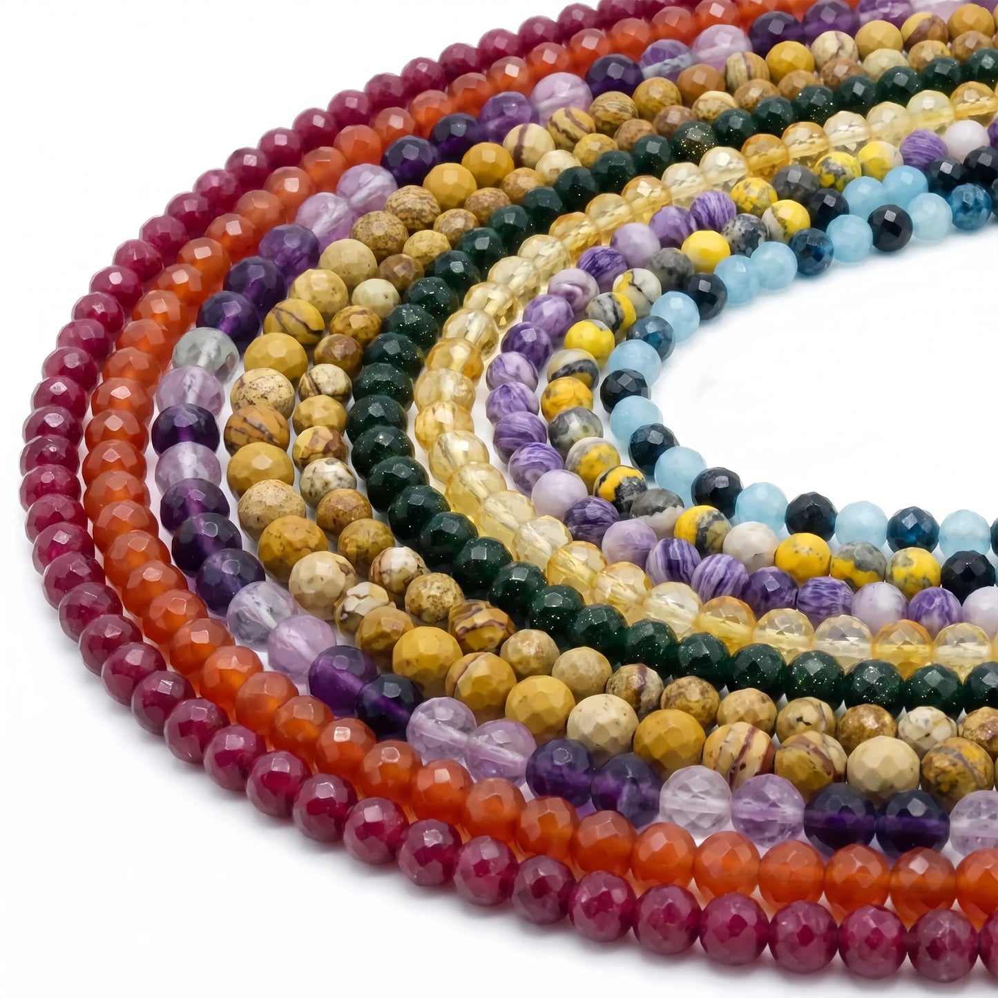 Tiny Round Faceted Beads Gemstone/Quartz/Jasper/Agate 2mm 3mm 4mm