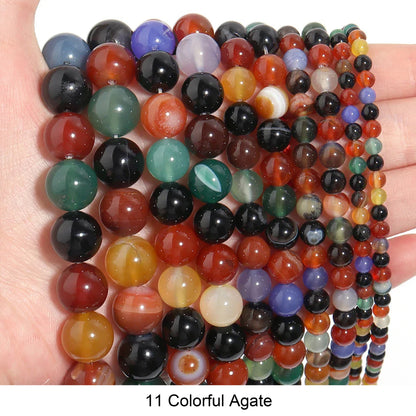 Round Smooth Beads: Diverse 4mm, 6mm, 8mm, 10mm, 12mm Natural Gems for Unique Jewelry Creations