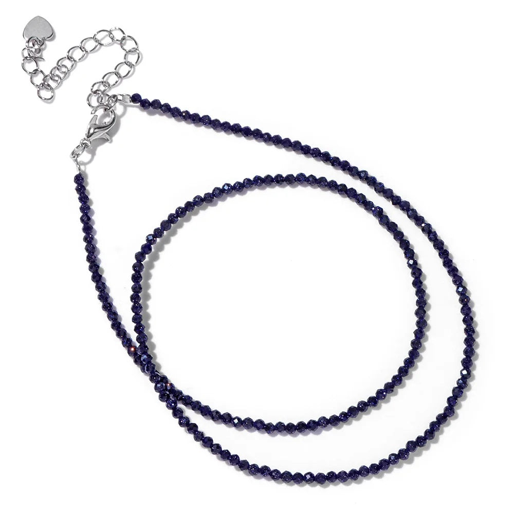 2mm Shining Beads Stone Necklace Choker Jewelry
