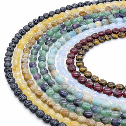Smooth Flat Oval Beads 10x14mm Quartz/Jasper/Agate/Crystal