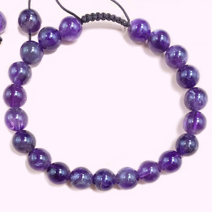 Amethyst Braided Rope Crystal Bracelet for Strenght and Power