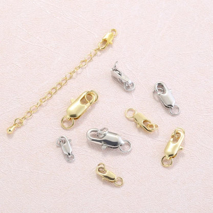 10Pcs 18K Gold Plated Brass Lobster Clasp with Open Jump Rings