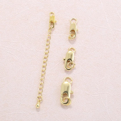 10Pcs 18K Gold Plated Brass Lobster Clasp with Open Jump Rings