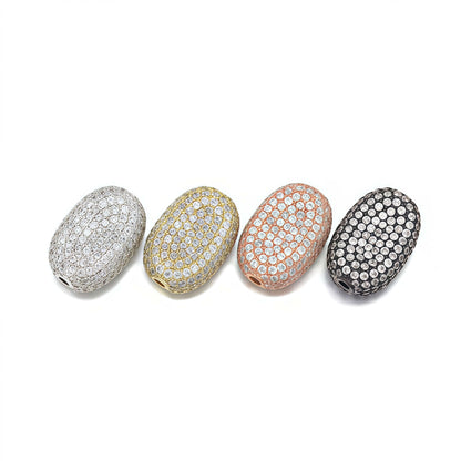 1PCS Brass Cubic Zirconia Oval Beads