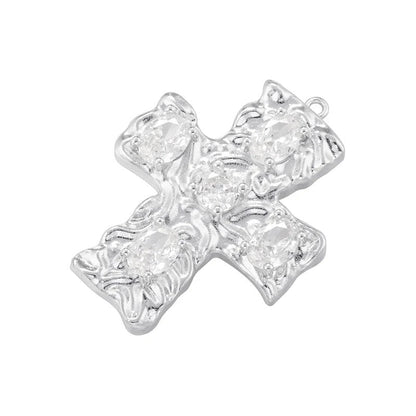 1Pcs Cross Pendants Brass Cubic Zirconia Cross Charms Necklaces