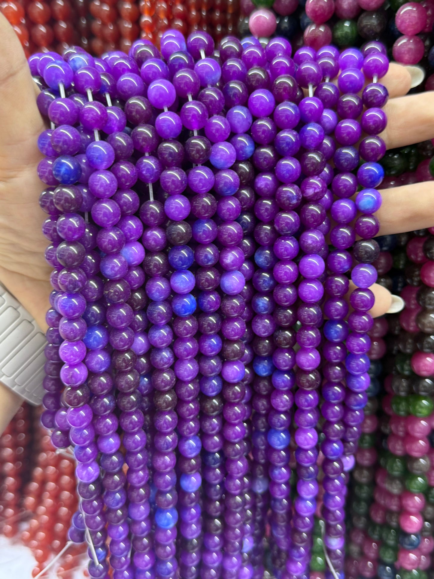 8mm Color Jade Beads Round | Natural Gems for Unique Jewelry Creations