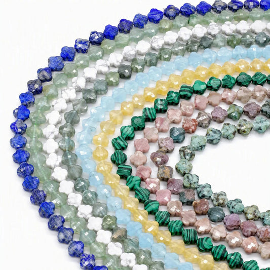 Leaf Clover Beads 8mm Quartz/Jasper/Agate/Crystal