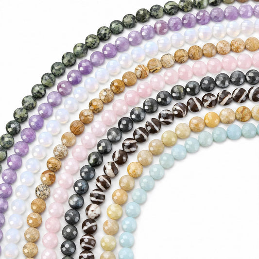 Faceted Cion Beads 6x6mm Quartz/Jasper/Agate/Crystal