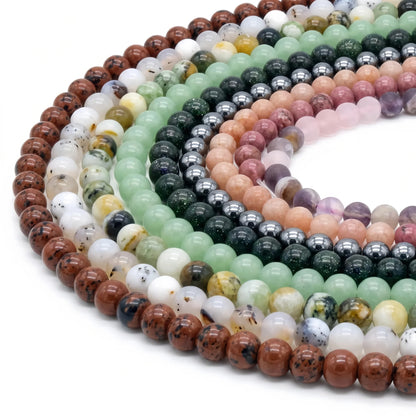 Round Smooth Beads: Diverse 4mm, 6mm, 8mm, 10mm, 12mm Natural Gems for Unique Jewelry Creations