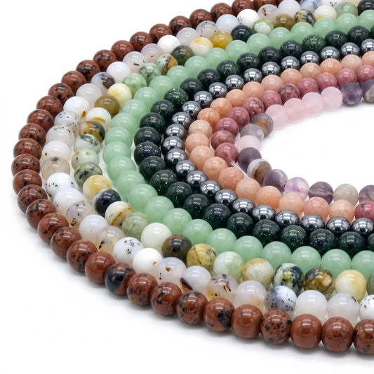 Round Smooth Beads: Diverse 4mm, 6mm, 8mm, 10mm, 12mm Natural Gems for Unique Jewelry Creations