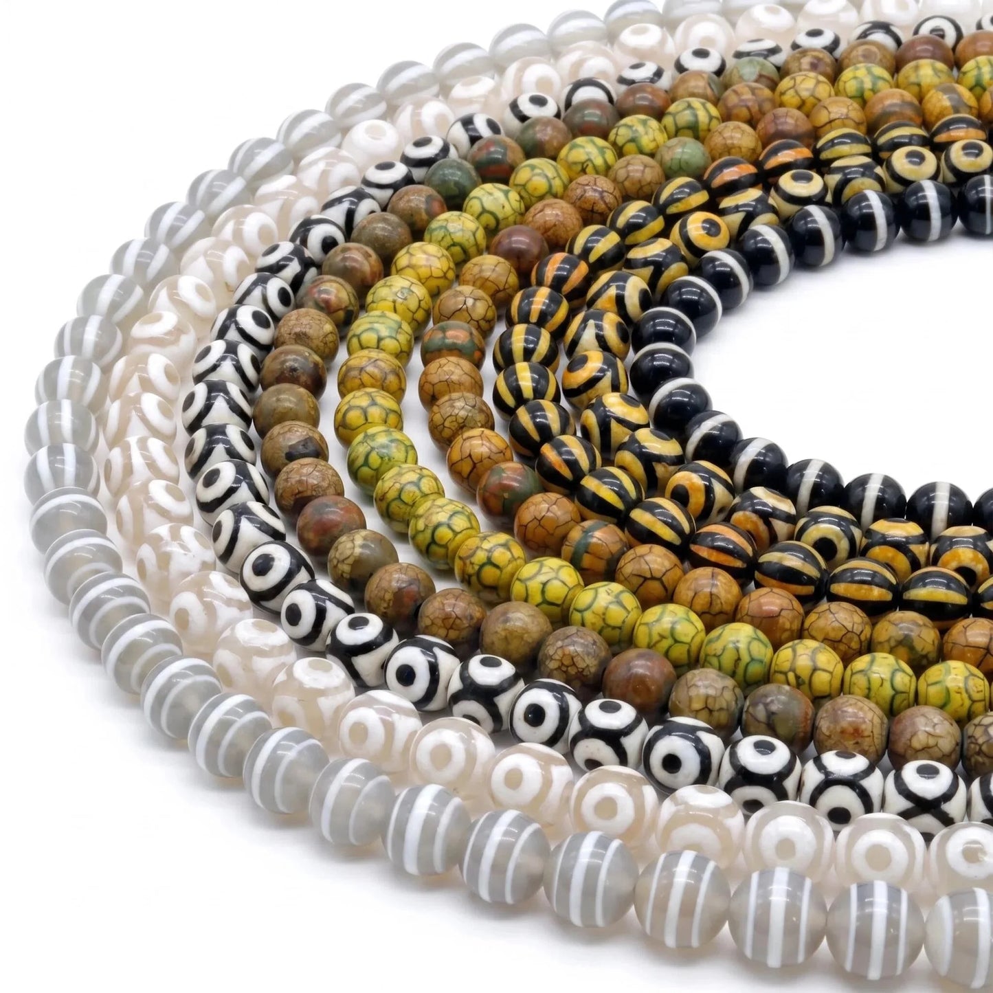 Round Aagte Beads: Diverse 6mm、8mm、10mm | Natural Gems for Unique Jewelry Creations