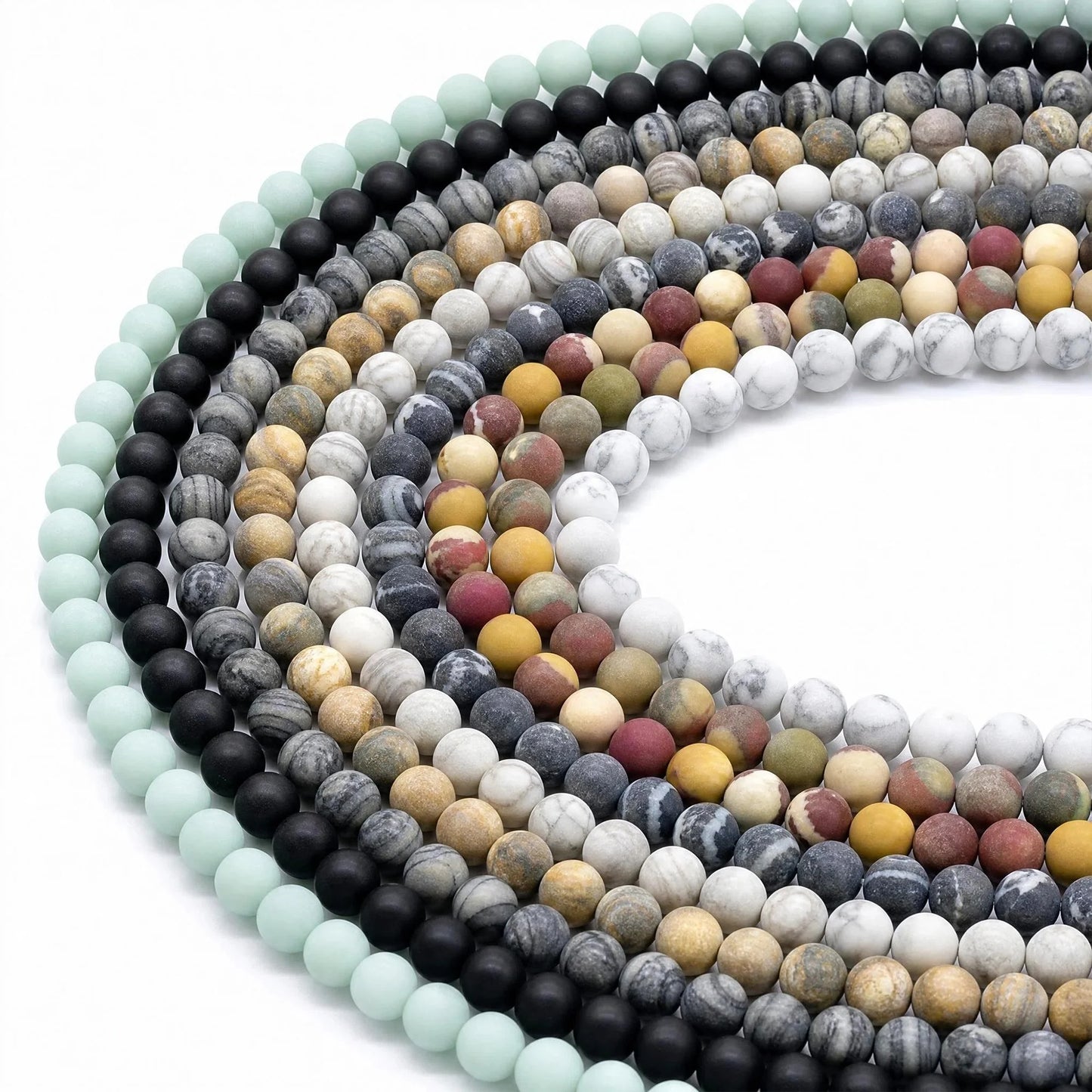 Round Matte Beads Crystal/Quartz/Jasper/Agate 4mm 6mm 8mm 10mm