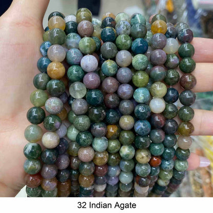 Round Smooth Beads: Diverse 4mm, 6mm, 8mm, 10mm, 12mm Natural Gems for Unique Jewelry Creations