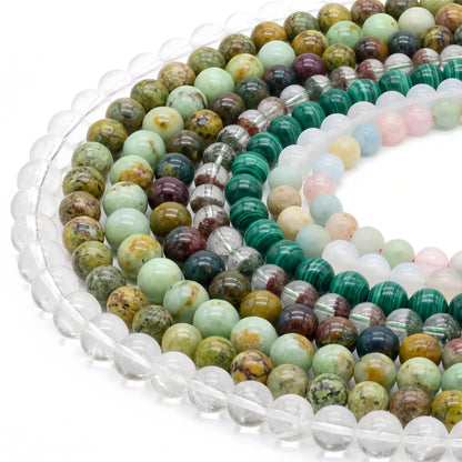 High-Quality Gemstone & Crystal Round Smooth Beads 4mm 6mm 8mm 10mm