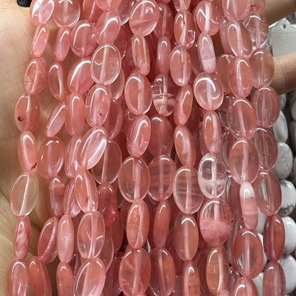 Smooth Flat Oval Beads 10x14mm Quartz/Jasper/Agate/Crystal