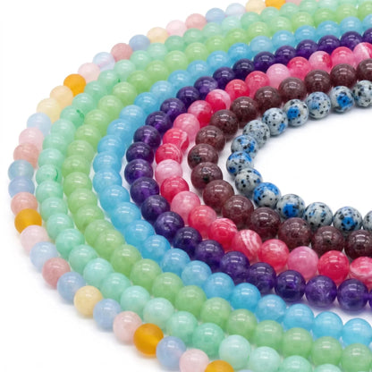 8mm Color Jade Beads Round | Natural Gems for Unique Jewelry Creations