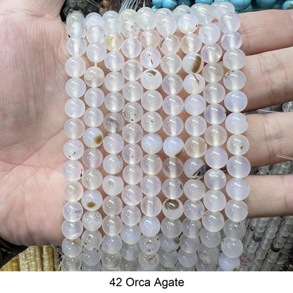 Round Smooth Beads: Diverse 4mm, 6mm, 8mm, 10mm, 12mm Natural Gems for Unique Jewelry Creations