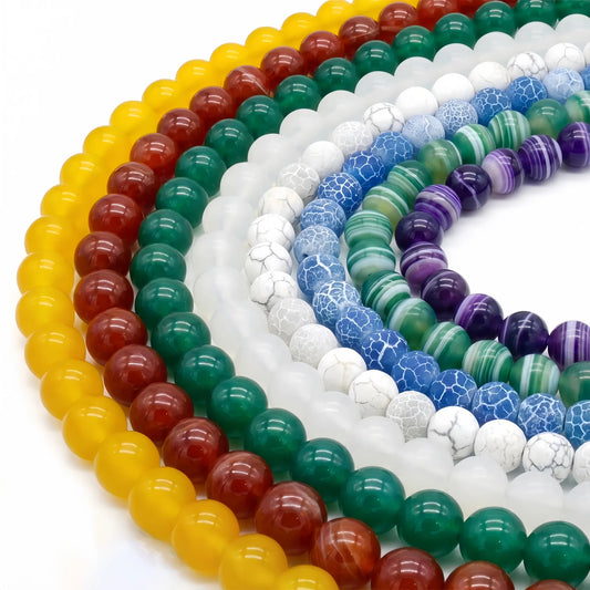 #1 Round Agate Beads 6mm/8mm/10mm/12mm