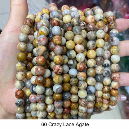 #1 Round Smooth Beads Crystal/Quartz/Jasper/Agate