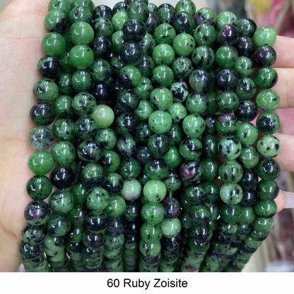 Round Smooth Beads: Diverse 4mm, 6mm, 8mm, 10mm, 12mm Natural Gems for Unique Jewelry Creations