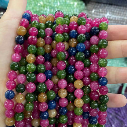 $1.99-8mm Color Jade Beads Round Smooth/Faceted Beads