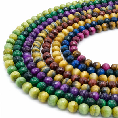 Colorful Tiger Eye Beads:Diverse 4mm, 6mm, 8mm, 10mm Natural Gems for Unique Jewelry Creations