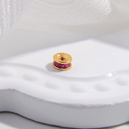 1PCS Brass Zircon Wheel Spacer Beads