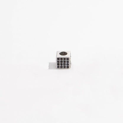 1Pcs Brass Cubic Zirconia Square Spacer Beads
